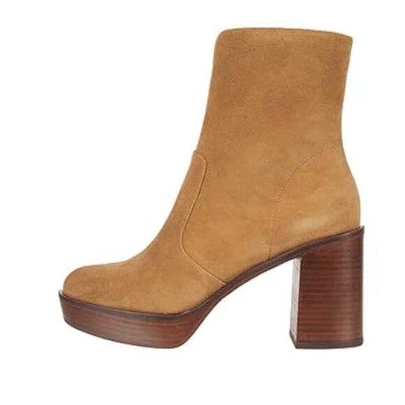 Vince Camuto Suede Kensta Platform Bootie Heeled Tan Brown Size 9 - Picture 1 of 13